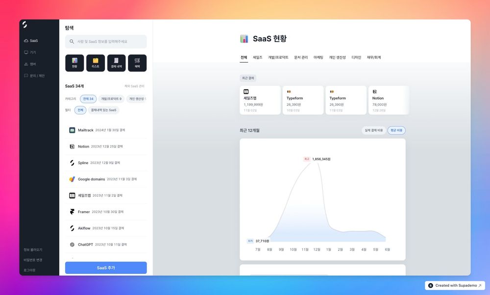 SaaS 관리 페이지 업데이트